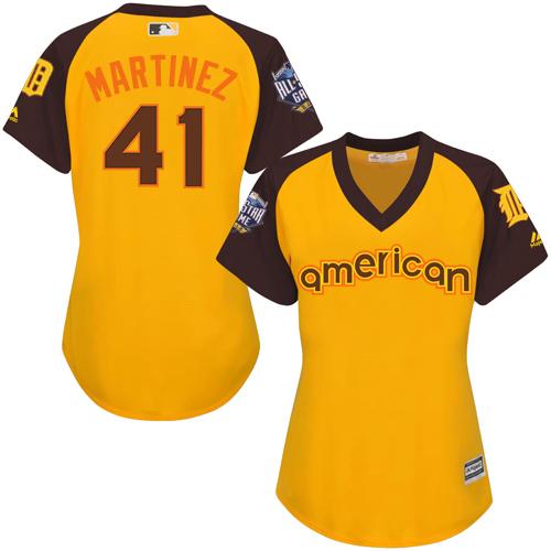Tigers #41 Victor Martinez Gold 2016 All-Star American League Women's Stitched MLB Jersey
